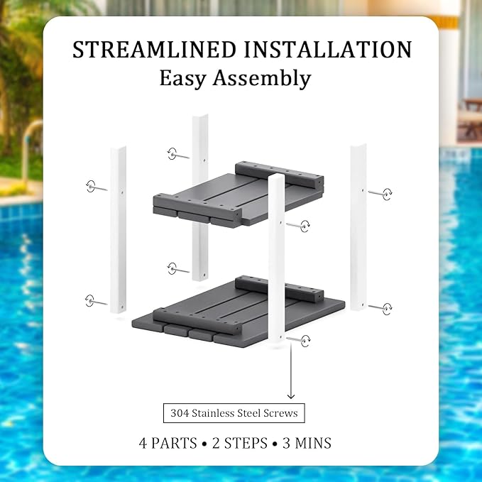 OTSUN Adirondack Outdoor Side Table, 16" HDPE Patio Side Table with Shelf, Weather Resistant Easy Maintenance for Backyard Pool Porch Garden & Lawn