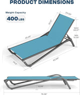 Lounge Chair Set of 2, Aluminum Chaise Lounge Outdoor with Side Table - Photo 2