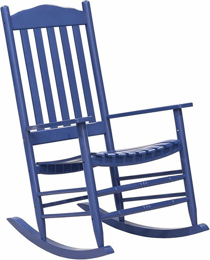 D&F Design Outdoor Rocking Rocker, Wood Rocking Chair with High Back and Curved Seat, UV Treated (Blue),Outdoor and Indoor use