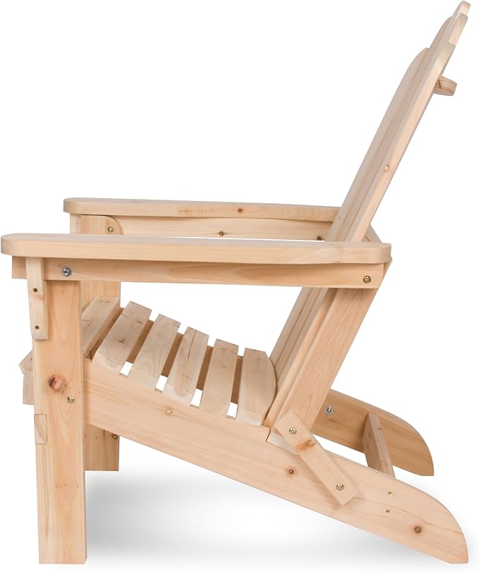 Shine Company Marina Adirondack Chair, Back & Seat Pre-Assembled, Natural