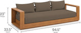 Modway Tahoe Acacia Wood Outdoor Patio Sofa in Natural Cocoa with Weather-Resistant Cushions - Ideal as a Porch Couch - Photo 2