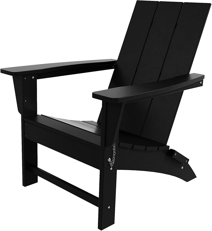 WestinTrends Ashore Modern Outdoor Folding Adirondack Chair, Black