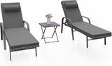 Kurapika Patio Chaise Lounge Set 3 Pieces Outdoor Lounge Chair, Rattan Reclining Chair Adjustable Backrest - Photo 1