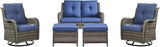 Rilyson Wicker Patio Furniture Set - 5 Piece Rattan Outdoor Sectional Conversation Sets with 2 Rocking Swivel Chairs - Photo 1