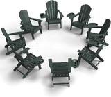 FOOWIN Folding Adirondack Chair Set of 8, HDPE Adirondack Chairs with Cup Holder - Photo 1