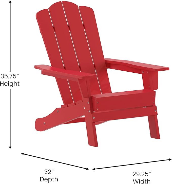 Flash Furniture Newport Adirondack Chairs with Cup Holders, Weather Resistant Poly Resin Adirondack Chairs, Set of 4 - Photo 3