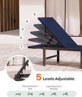 Chaise Lounge Chair Outdoor, Aluminum Patio Lounge Chairs Set of 2 - Photo 4