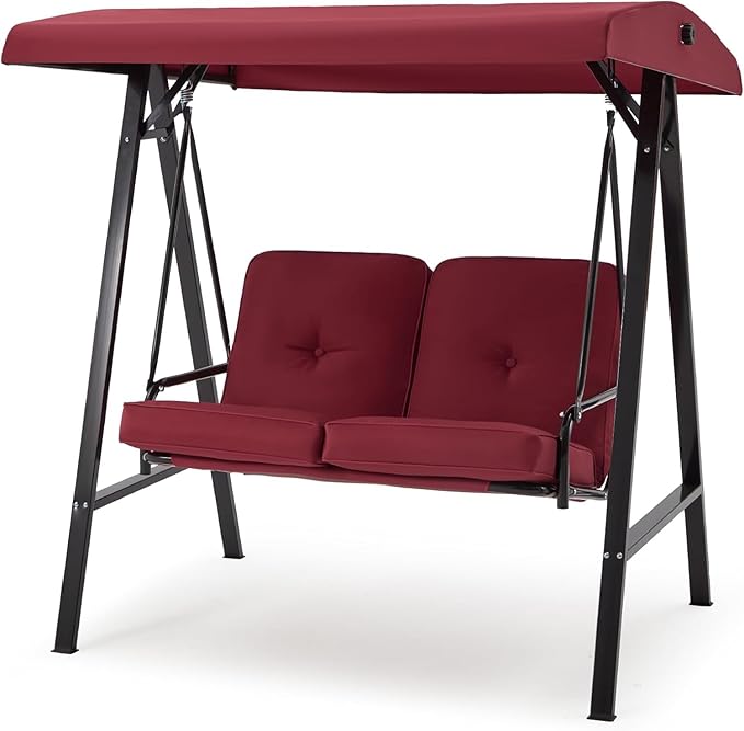 AECOJOY Outdoor Patio Swing Chair for Adults, 2-Seat Porch Swings with Adjustable Canopy - Photo 9