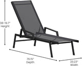 Flash Furniture Brazos Adjustable Chaise Lounge Chair with Arms, All-Weather Outdoor Five-Position Recliner, Black/Black - Photo 3