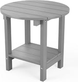 MXIMU Round Outdoor Side Table Adirondack Tables 18 Inch Chairside End Tables with Storage Shelf - Photo 1