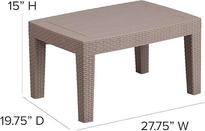 Flash Furniture Seneca Light Gray Faux Rattan Coffee Table