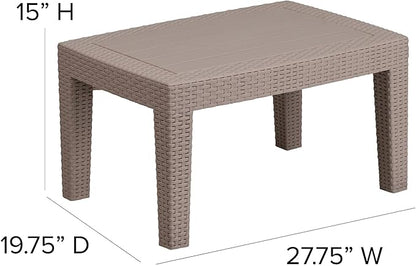 Flash Furniture Seneca Light Gray Faux Rattan Coffee Table