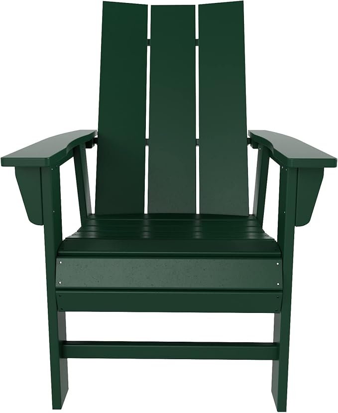 WO WESTIN OUTDOOR HDPE Shoreside Modern Curveback Adirondack Dining Chair,Dark Green