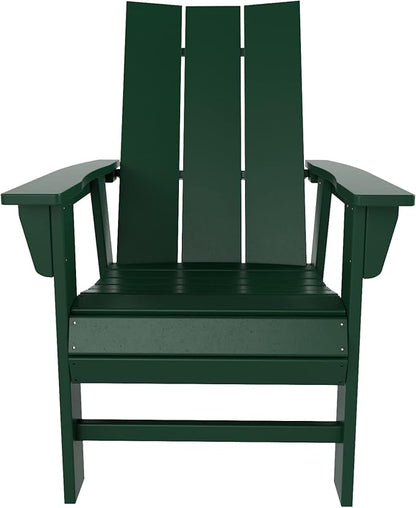 WO WESTIN OUTDOOR HDPE Shoreside Modern Curveback Adirondack Dining Chair,Dark Green