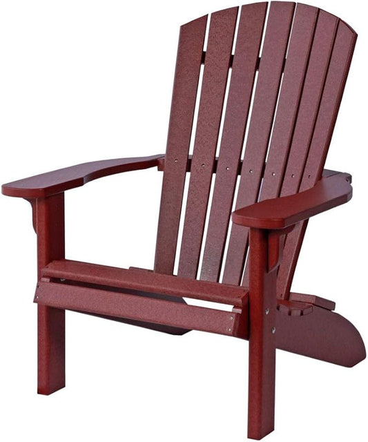 Leisure Lawns Poly Plastic Fanback Adirondack Chair, Outdoor Patio Chair - Amish Made in USA (Burgundy)