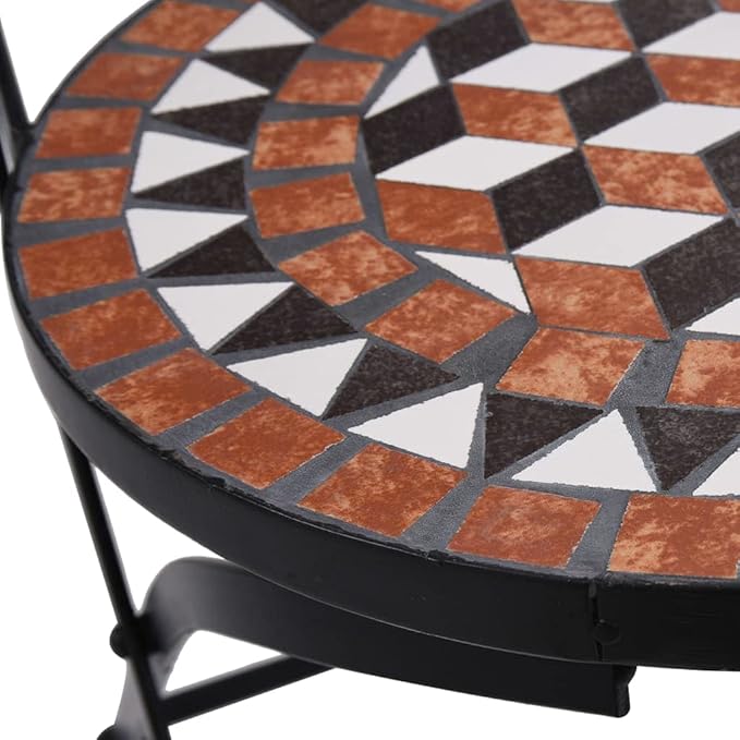 Mosaic Bistro Chairs 2 pcs Brown Ceramic Patio Chairs Outdoor Furniture Outdoor Chairs Suitable for Gardens, Pools and Balconies.
