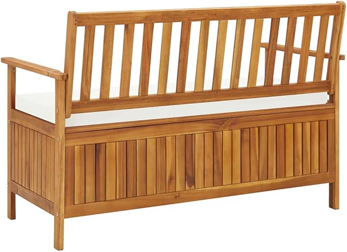 Patio Storage Bench Solid Acacia Wood 47.2"x24.8"x33.1"，Garden Bench Patio Outdoor Patio Furniture, Bench Porch Work Easy to Assemble，A Good Choice for The Coming Summer