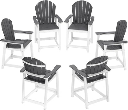 OTSUN Tall Modern Adirondack Chairs Set of 6, All Weather HDPE Bar Height Adirondack Stools Widened Durable Design for Porch Patio Yard Lawn Fire Pit Bistro Basement Indoors & Outdoors