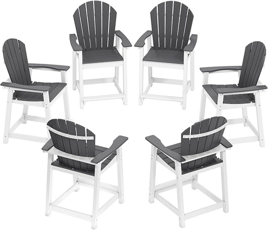 OTSUN Tall Modern Adirondack Chairs Set of 6, All Weather HDPE Bar Height Adirondack Stools Widened Durable Design for Porch Patio Yard Lawn Fire Pit Bistro Basement Indoors & Outdoors