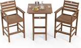 3-Piece Bar Height Patio Table and Chairs Set, HDPE Wood Grain Outdoor Bar Table and Chairs with Heart Cutout Design - Photo 8