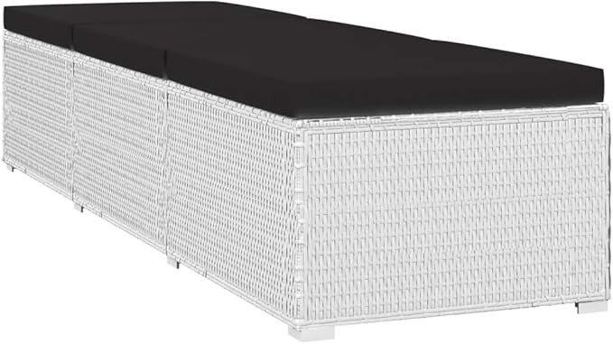 White PE Rattan Sun Lounger with Adjustable Backrest and Detachable Cushion, 76.8 in x 23.6 in x 12.2 in - Photo 4