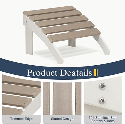 BPS Adirondack Ottoman, HDPE Plastic Outdoor Footrest, All Weather Foot Stool for Adirondack Chair, Outdoor Foot Rest for Patio,Backyard, Lawn, Fire Pits