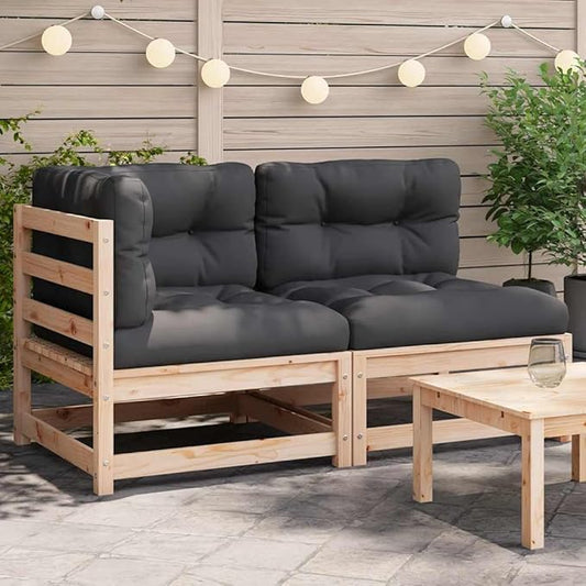 Rustic 2-Seater Garden Sofa Set with Weather-Resistant Cushions and Modular Design for Outdoor Patio Balcony Seating