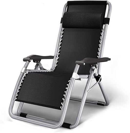 Outdoor Padded Lounge Chair Folding Outdoor Patio Recliner, Anti Gravity Lounger for Backyard w/Headrest, Cup Holder, Side Tray