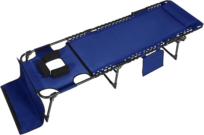 BlueWish Blue Tanning Chair, Beach Chair with Face Hole with 5-Position Reclining Backrest, Removable Pillow - Photo 6