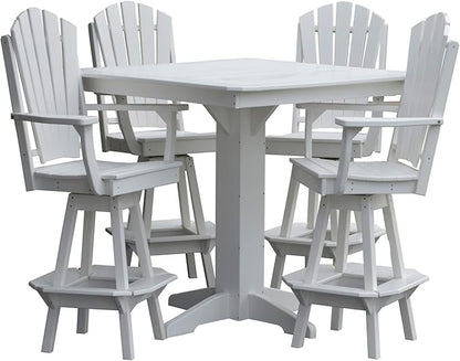 Poly Lumber Adirondack Swivel Bar Chair with Arms, White
