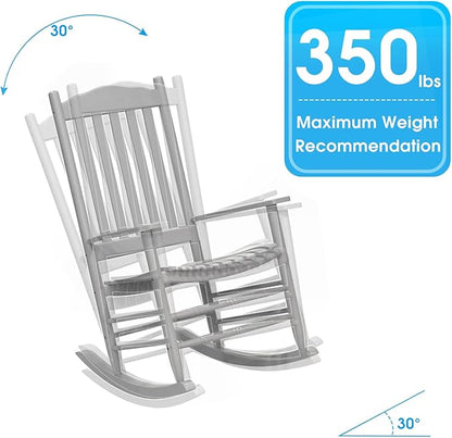 D&F Design Outdoor Rocking Rocker, Wood Rocking Chair with High Back and Curved Seat, UV Treated (Gray), Outoor and Indoor use