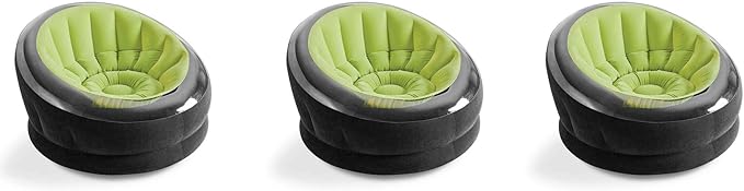 Intex Empire Inflatable Lounge Dorm Camping Chair for Adults, Green (3 Pack) - Photo 3