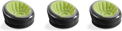 Intex Empire Inflatable Lounge Dorm Camping Chair for Adults, Green (3 Pack)