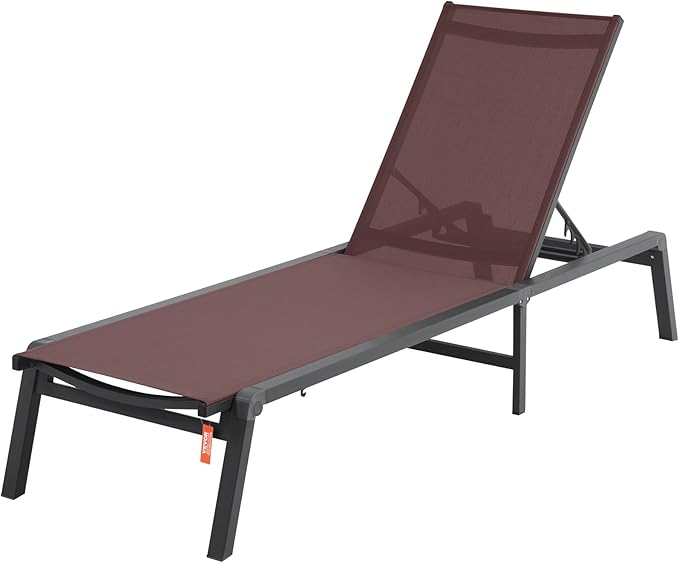 VEVOR 2 Pcs Chaise Lounge Chairs Outdoor, Aluminum Patio Lounge Chair with Adjustable 5-Position - Photo 6