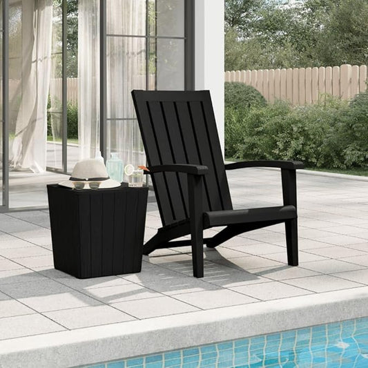 Garden Adirondack Chair, Black Polypropylene (PP) Standard, Weather-Resistant Outdoor Patio Seating for Deck, Lawn, and Porch Garden Chair
