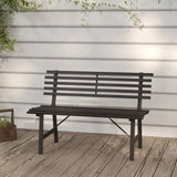 Vintage Black Steel Garden Bench 43.3 Inch Outdoor Seating with Powder Coated Rust Resistant Metal for Patio Backyard - Photo 1