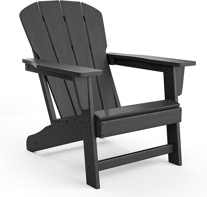 Modern HDPE Plastic Adirondack Chair - Oversize 380 LB Poly Lumber Weather Resistant Firepit Chair - Outdoor Patio - Photo 1