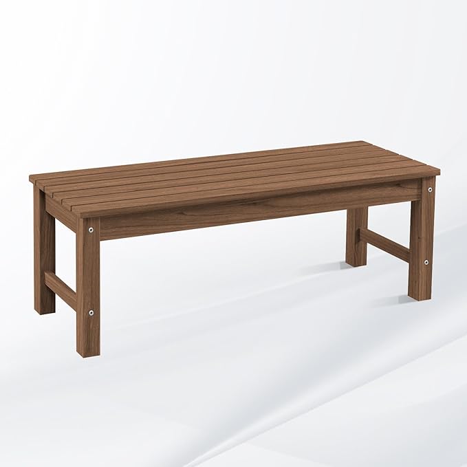 Psilvam 2-Person Outdoor Poly Lumber Patio Backless Bench, Fade-Resistant & Odor-Free Poly Lumber Patio Furniture - Photo 1