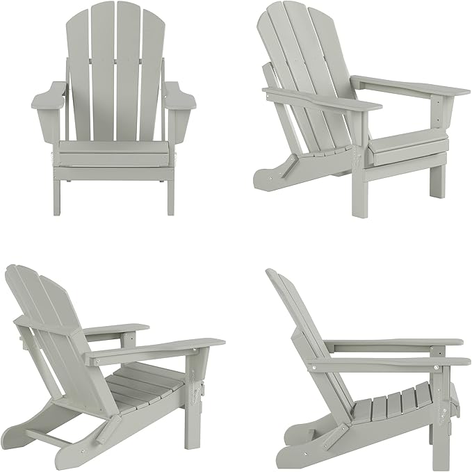 WestinTrends Malibu Outdoor Lounge Chair, 2-Pieces Adirondack Chair Set with Ottoman, All Weather Poly Lumber Patio Lawn Folding Chairs for Outside Pool Garden Backyard Beach, Sand