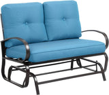 JY QAQA Patio Outdoor Metal Gliders Rocking Bench, Garden Porch Furniture Glider, Wrought Iron Chair Set with Cushion - Photo 1