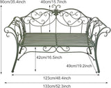 Garden Benches for Outdoors, Metal Garden Benches with Floral Design Backrest, Easy Assembly, for Porch, Yard, Lawn - Photo 2
