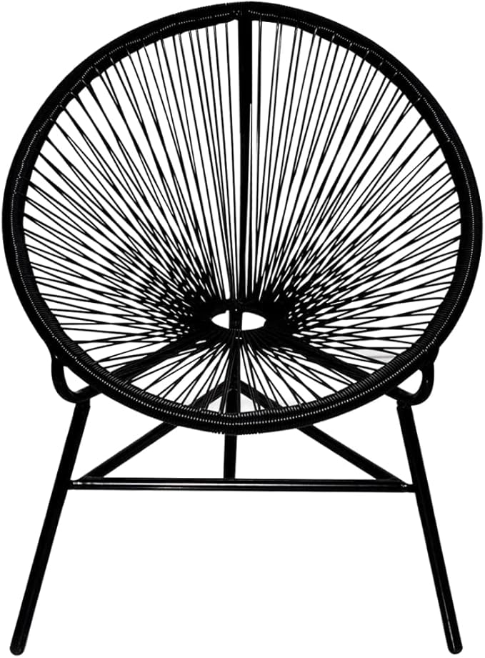 vidaXL Chair Black Poly Rattan Standard Durable Chair Oval