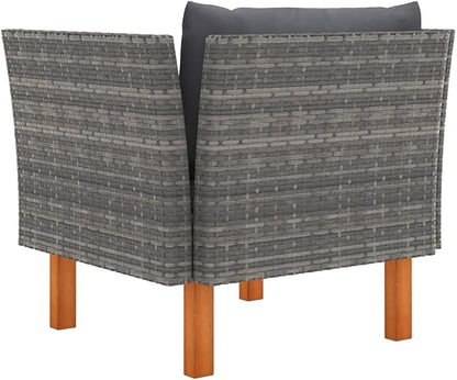 Poly Rattan Furniture,Wicker Furniture,Lightweight Structure,With Comfortable Removable Cushion,Outdoor Sofa/Bench,Solid Wood Legs,Garden, Backyard,Garden Sofa Poly Rattan and Solid Eucalyptus Wood