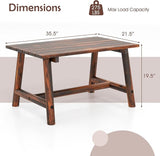Tangkula Outdoor Coffee Table, Solid Wood Patio Desk with Slatted Tabletop - Photo 3