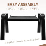 Outdoor Footstools All Weather Ottomans Solid Steel Frame Footrest Seat Side Table Black - Photo 4
