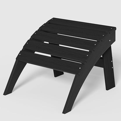 Plawdlik Folding Ottoman for Adirondack Chair–HDPE All-Weather Footrest for Outdoor Use, Garden & Poolside– Anti-Cracking, Fade-Resistant, Easy Assembly–Black