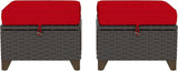 2 Pieces Patio Outdoor Ottomans with Removable and Washable Covers，PE Rattan Wicker Footstools for Porch, Garden - Photo 7