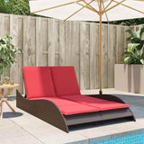 Adjustable Sun Lounger with Thick Cushions, Outdoor Chaise Lounge in Brown PE Rattan, 44.9"x80.7"x28.7" - Photo 3