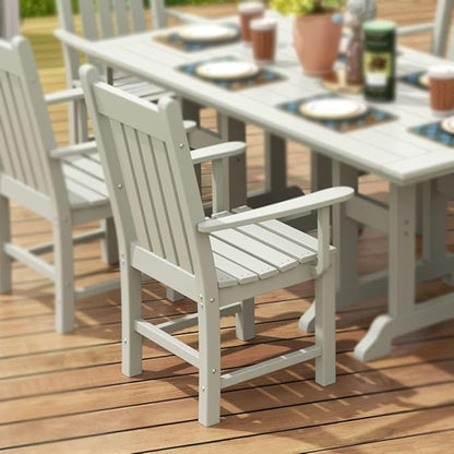 WestinTrends Malibu Classic Outdoor Dining Chairs with Arms, All Weather Poly Lumber Adirondack Patio Chairs Restaurant Bistro Chairs Support 350 LBS, Arched Backrest and Curved Seat, Sand