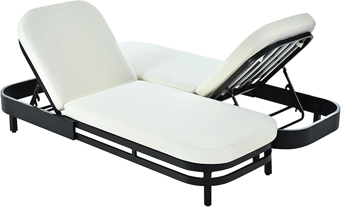SOFTSEA Outdoor Chaise Lounge Chair Set of 2, Modern Aluminum Chaise Loungers with Premium Olefin Cushions - Photo 8
